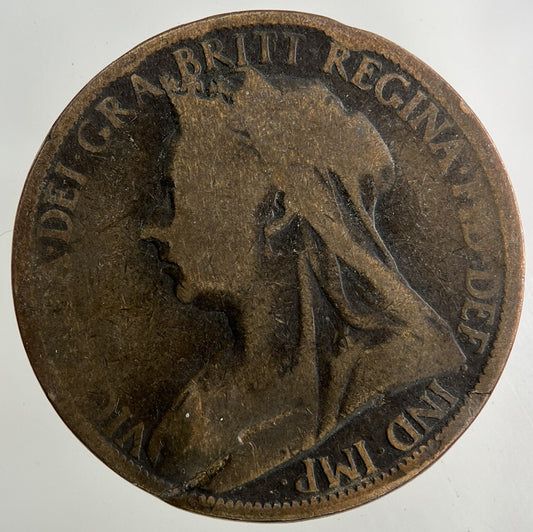 1900 Victoria One Penny Coin | Worn Grade