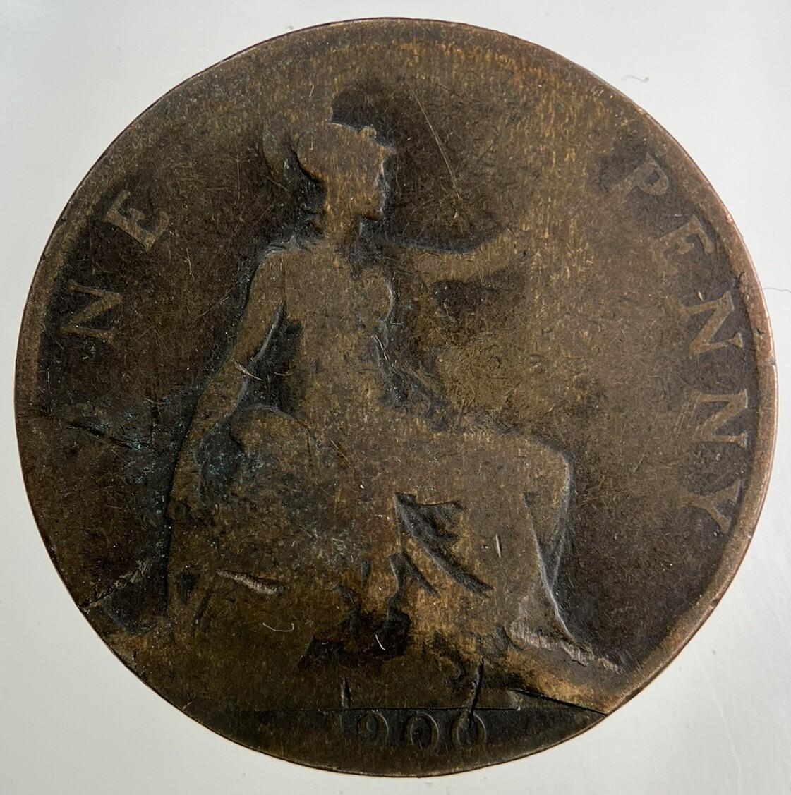 1900 Victoria One Penny Coin | Worn Grade