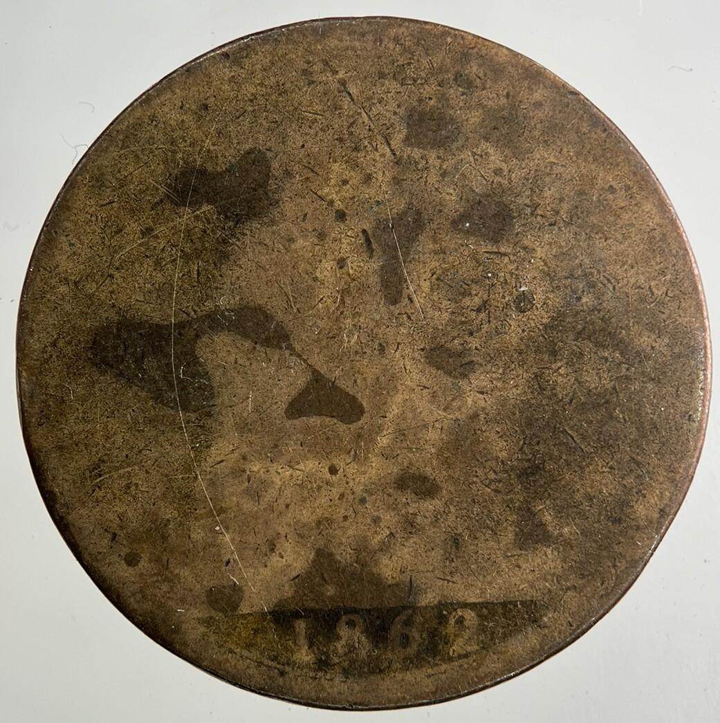 1862 Victoria One Penny Coin | Worn Grade