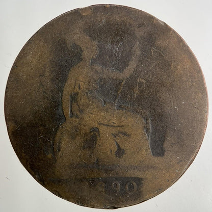 1890 Victoria One Penny Coin | Worn Grade