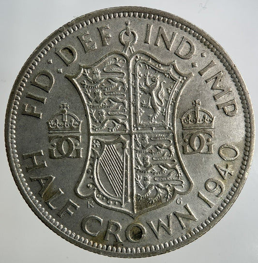 1940 George VI Half-Crown Silver Coin | Fine Collectable Grade
