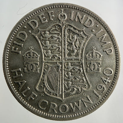 1940 George VI Half-Crown Silver Coin | Fine Collectable Grade