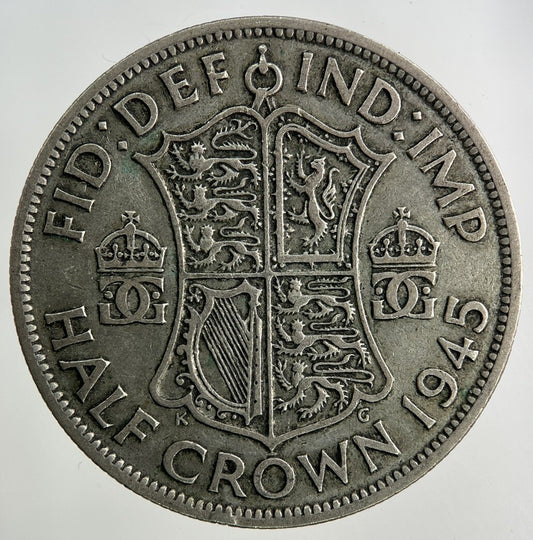 1945 George VI Half-Crown Silver Coin | Fine Collectable Grade