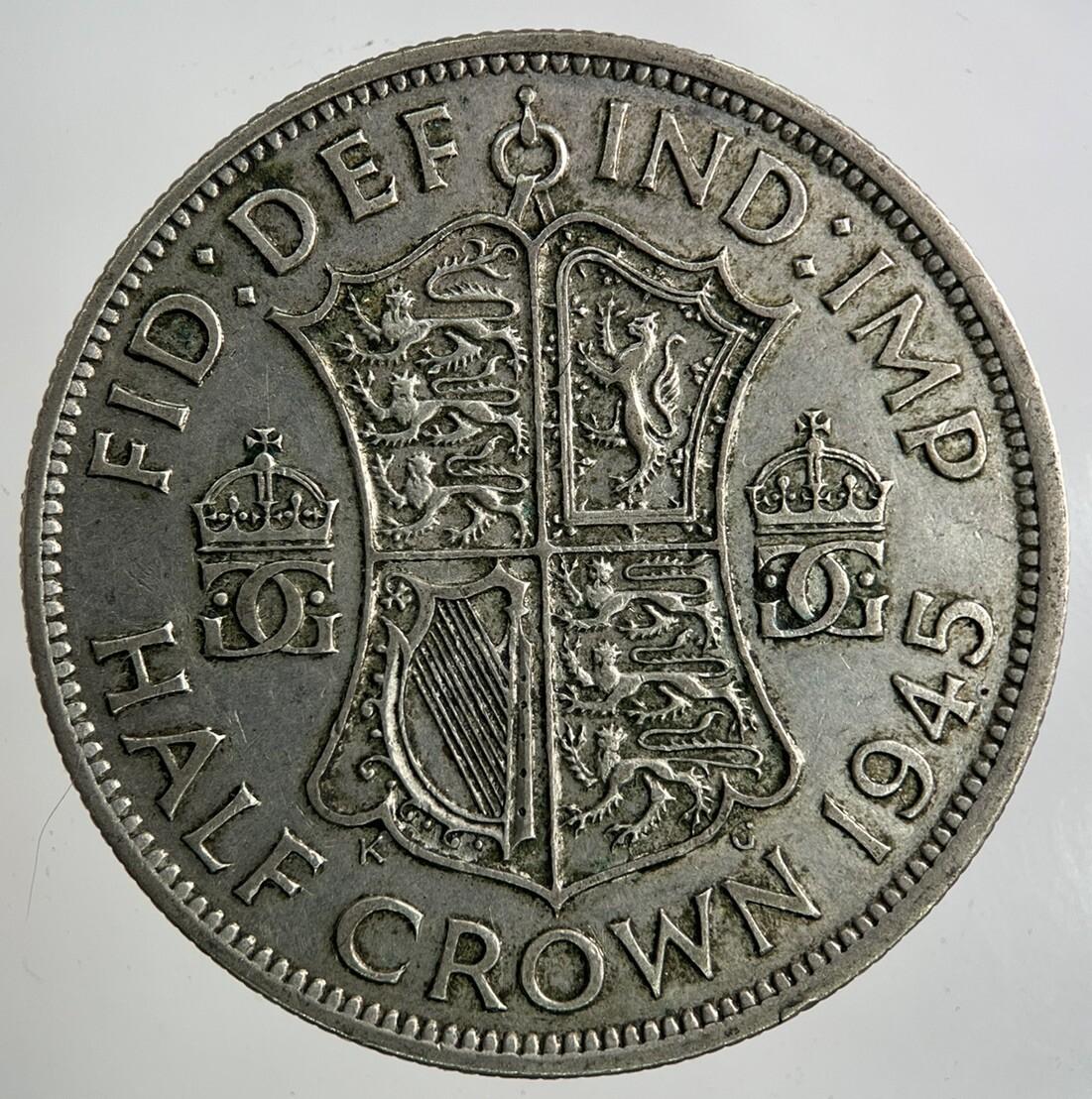 1945 George VI Half-Crown Silver Coin | Fine Collectable Grade