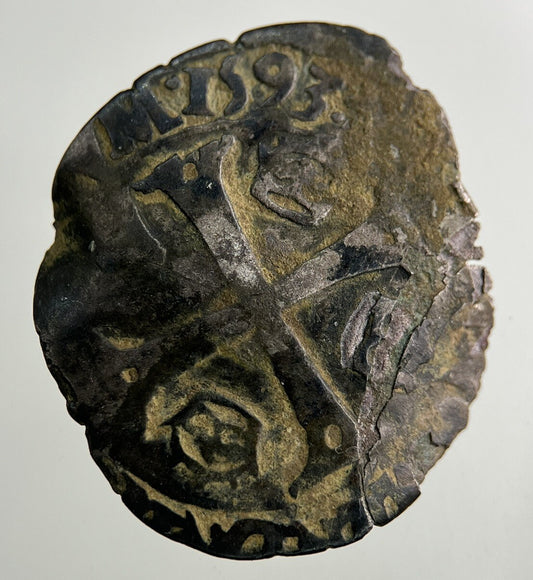 1593 France Dauphine Douzain Hammered Silver Coin | Collectable Grade