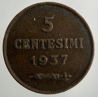 1937 San Marino 5 Centesimi Coin | Fine Collectable Grade