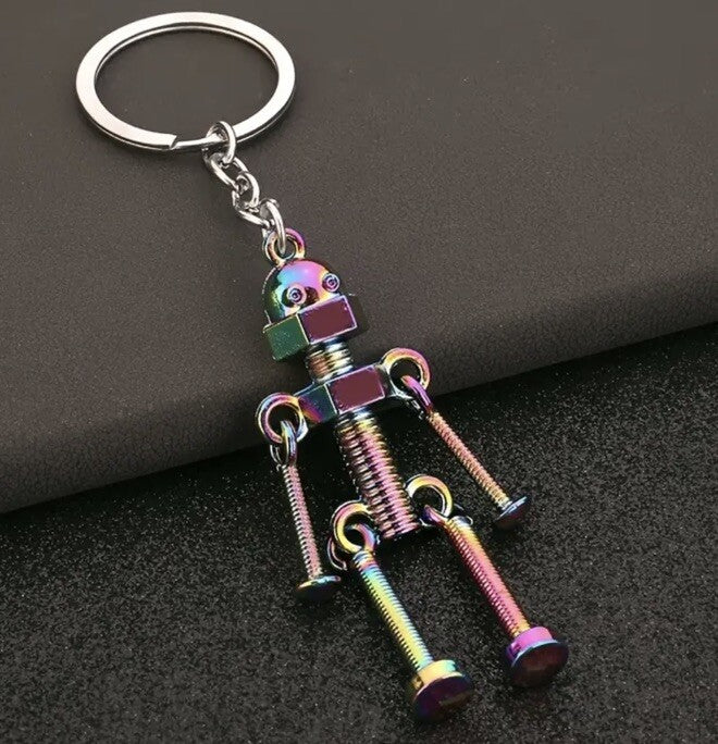 Mini Coloured Bolt-Man Flexible Keyring Premium Keychain Gift UK
