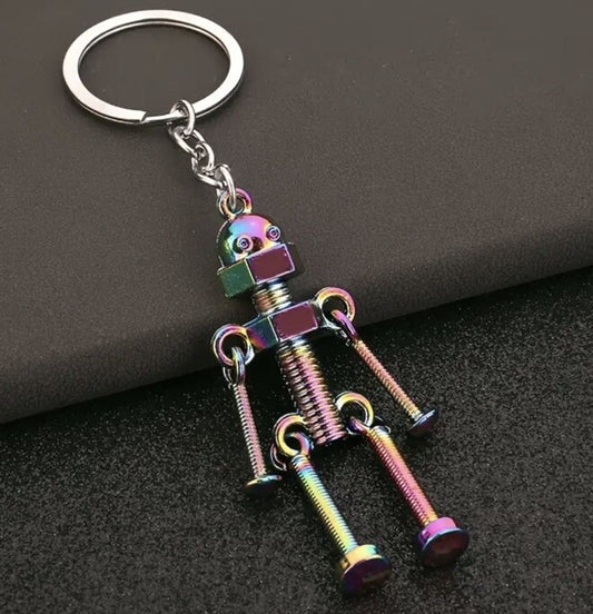 Mini Coloured Bolt-Man Flexible Keyring Premium Keychain Gift UK