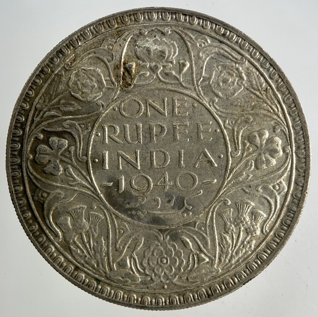 1940 India One Rupee Silver Coin | Fine Collectable Grade