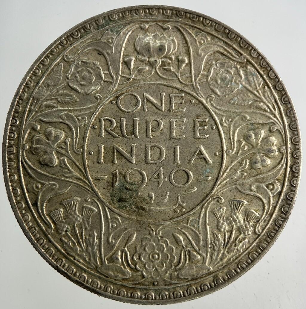 1940 India One Rupee Silver Coin | Fine Collectable Grade