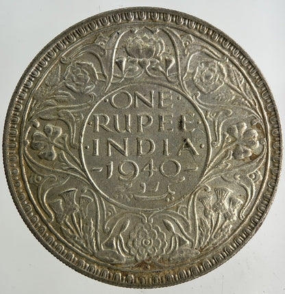 1940 India One Rupee Silver Coin | Fine Collectable Grade