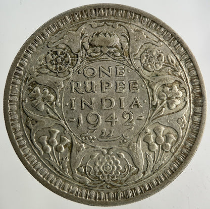 1942 India One Rupee Silver Coin | Fine Collectable Grade