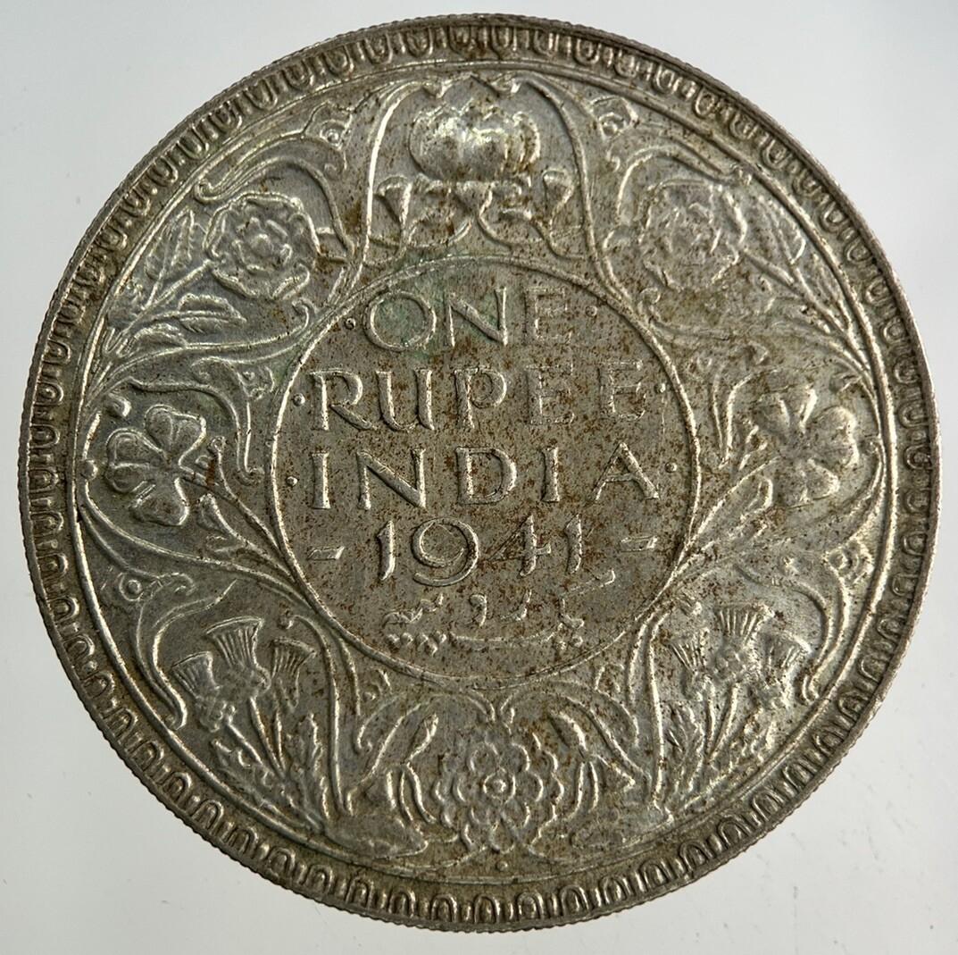 1941 India One Rupee Silver Coin | Fine Collectable Grade