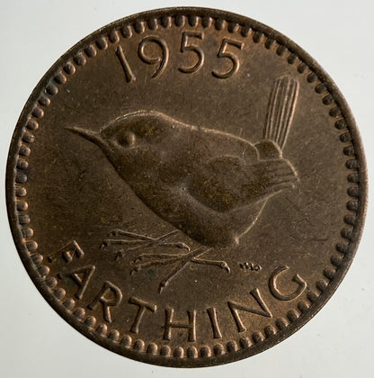1955 Elizabeth II 2nd Wren Farthing Coin | Very High Grade