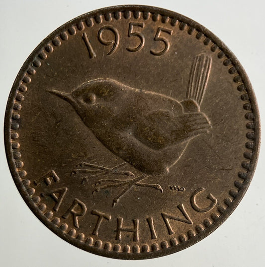 1955 Elizabeth II 2nd Wren Farthing Coin | Very High Grade