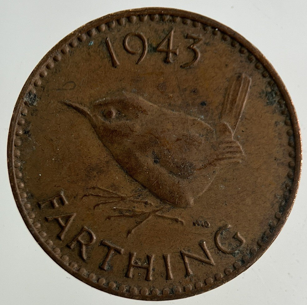 1943 George VI Wren Farthing Coin | Fine Collectable Grade