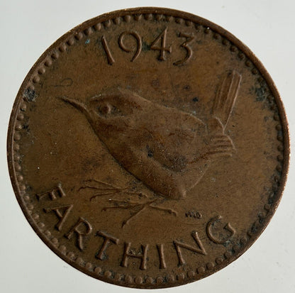 1943 George VI Wren Farthing Coin | Fine Collectable Grade