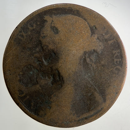 1881 Victoria One Penny Coin | Worn Grade