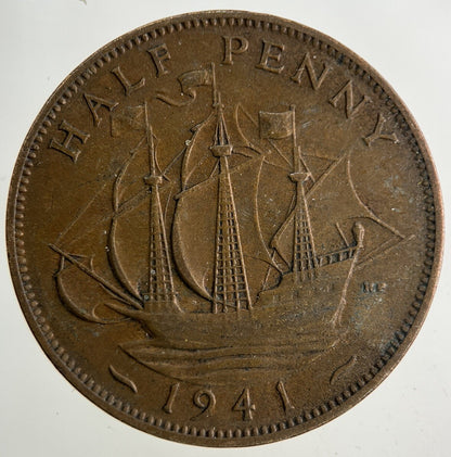 1941 George VI Half-Penny Coin | Collectable Grade