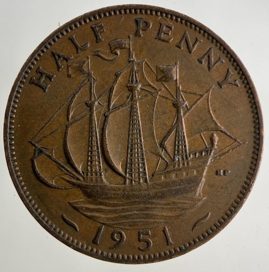 1951 George VI Half-Penny Coin | Fine Collectable Grade