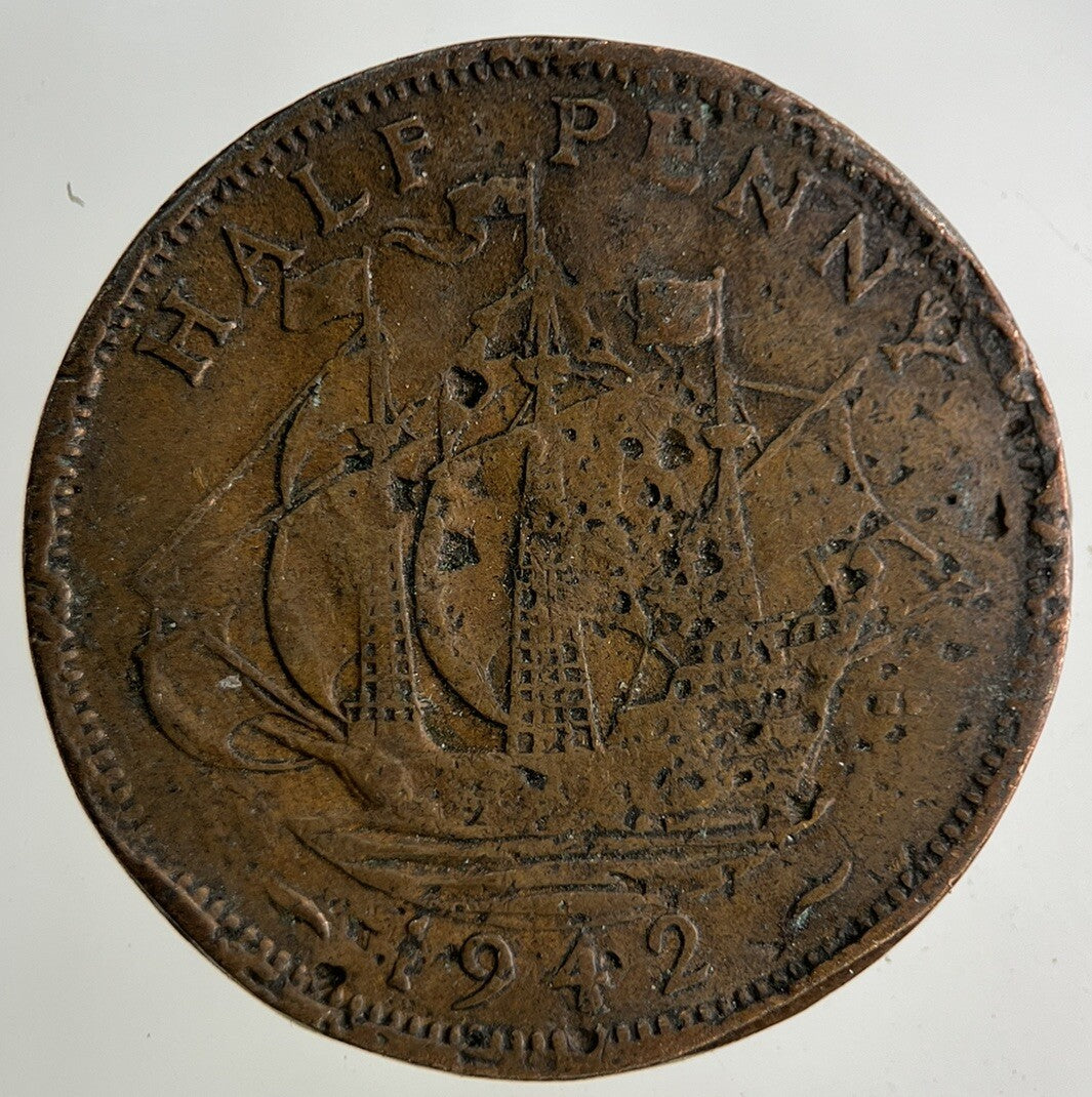 1942 George VI Half-Penny Coin | Worn Grade