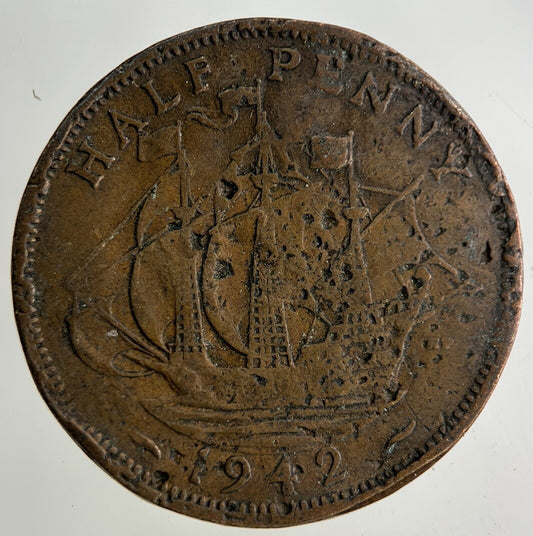 1942 George VI Half-Penny Coin | Worn Grade