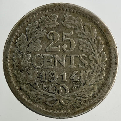1914 Netherlands 25 Cents Silver Coin | Collectable Grade