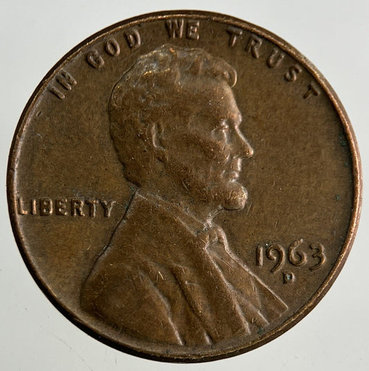 1963-D US USA Lincoln One Cent Coin | Fine Collectable Grade