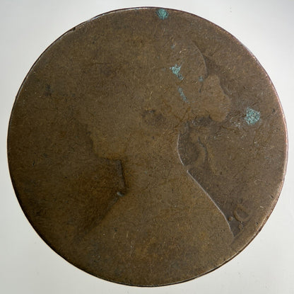 1873 Victoria One Penny Coin | Worn Grade