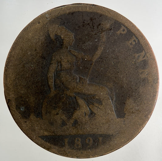 1873 Victoria One Penny Coin | Worn Grade