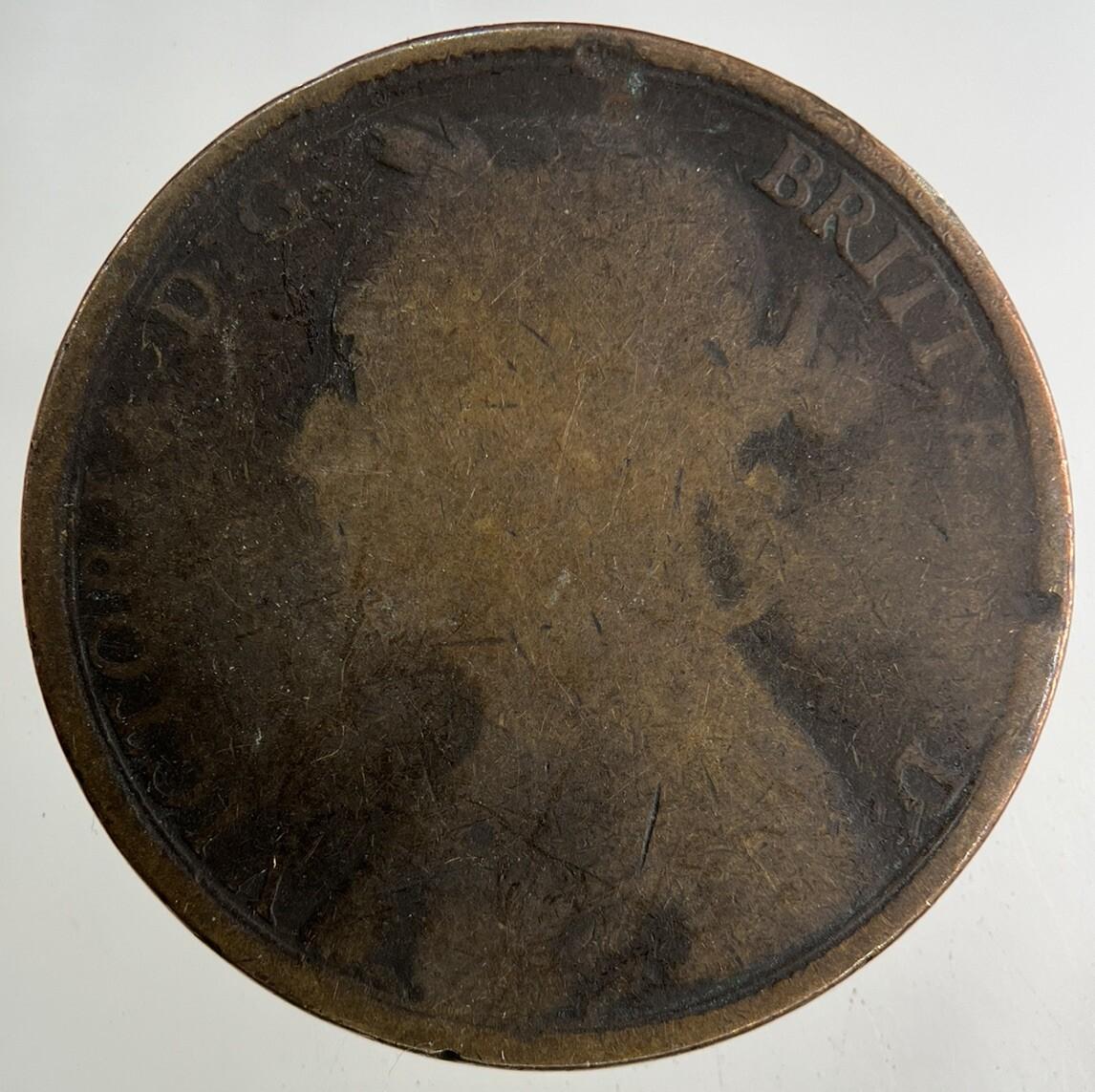 1873 Victoria One Penny Coin | Worn Grade