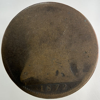 1872 Victoria One Penny Coin | Worn Grade