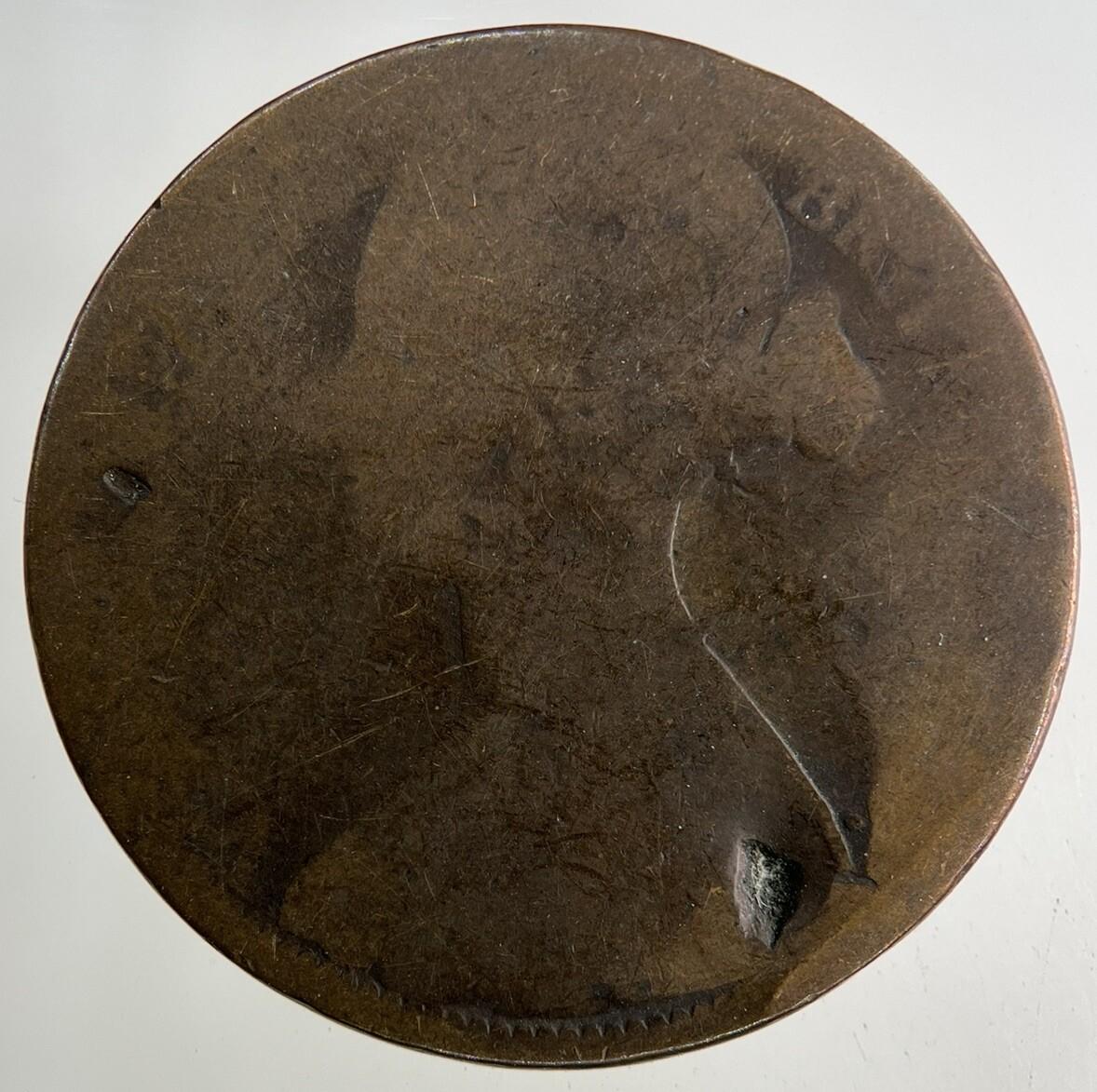 1872 Victoria One Penny Coin | Worn Grade