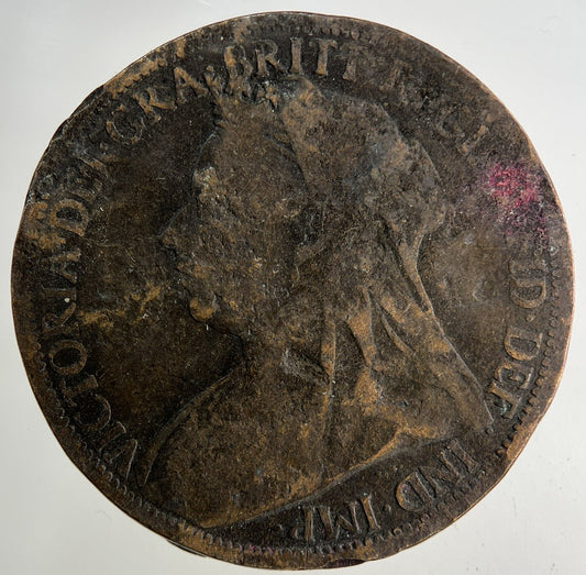 1901 Victoria One Penny Coin | Worn Grade