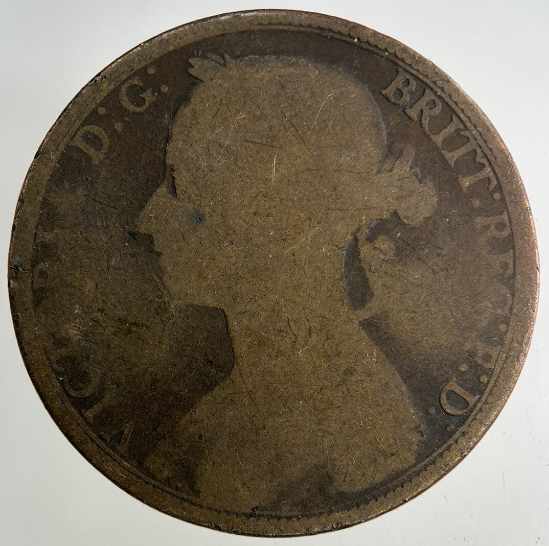 1884 Victoria One Penny Coin | Worn Grade