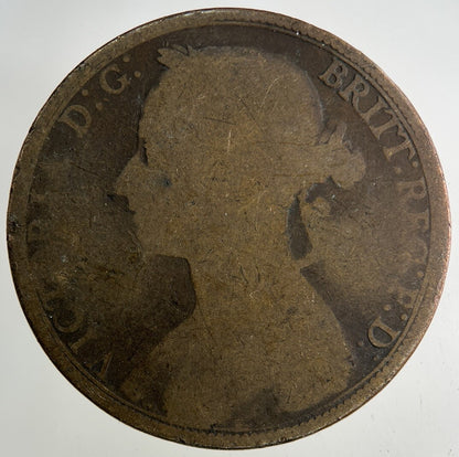 1884 Victoria One Penny Coin | Worn Grade