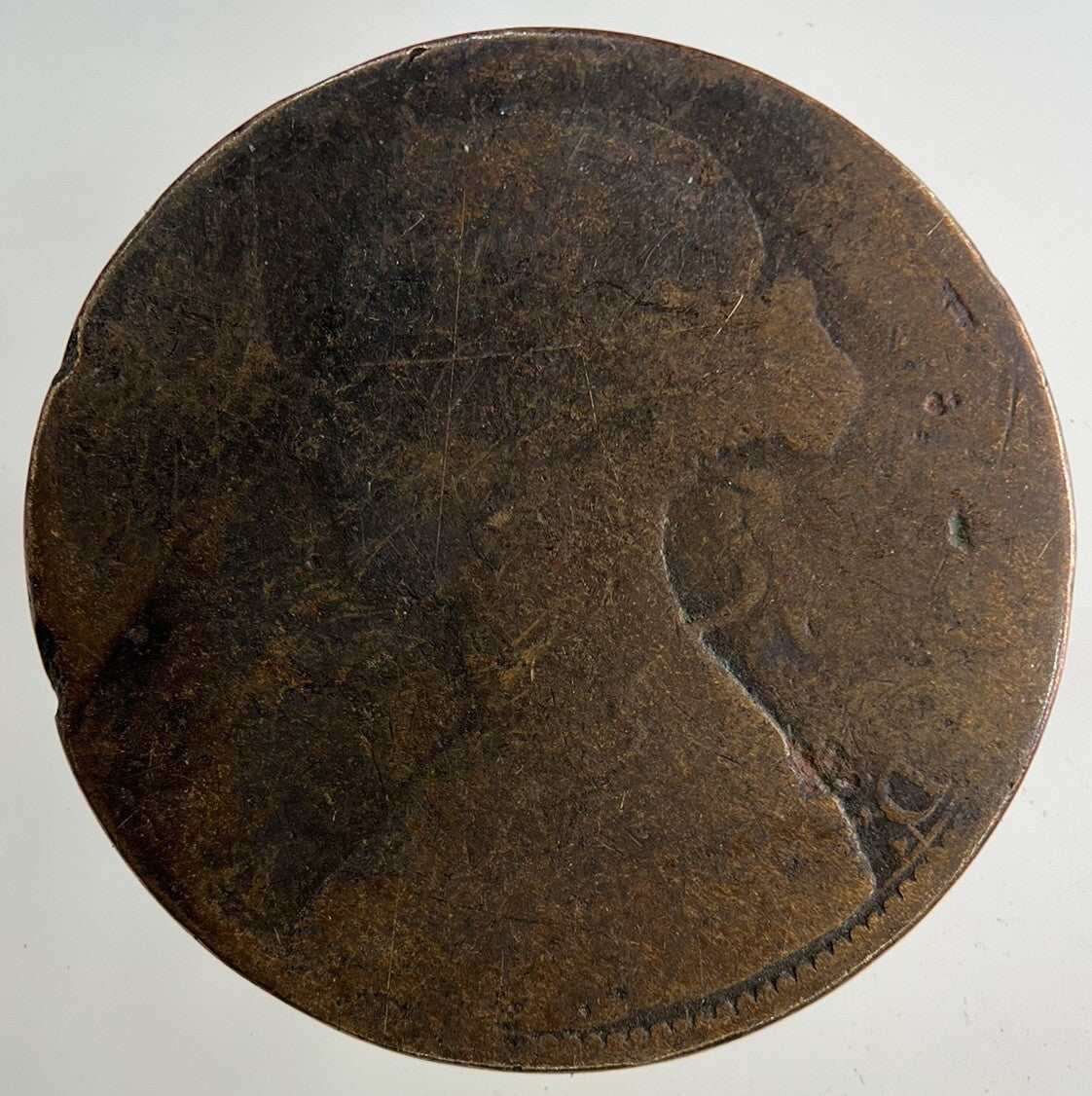 1872 Victoria One Penny Coin | Worn Grade