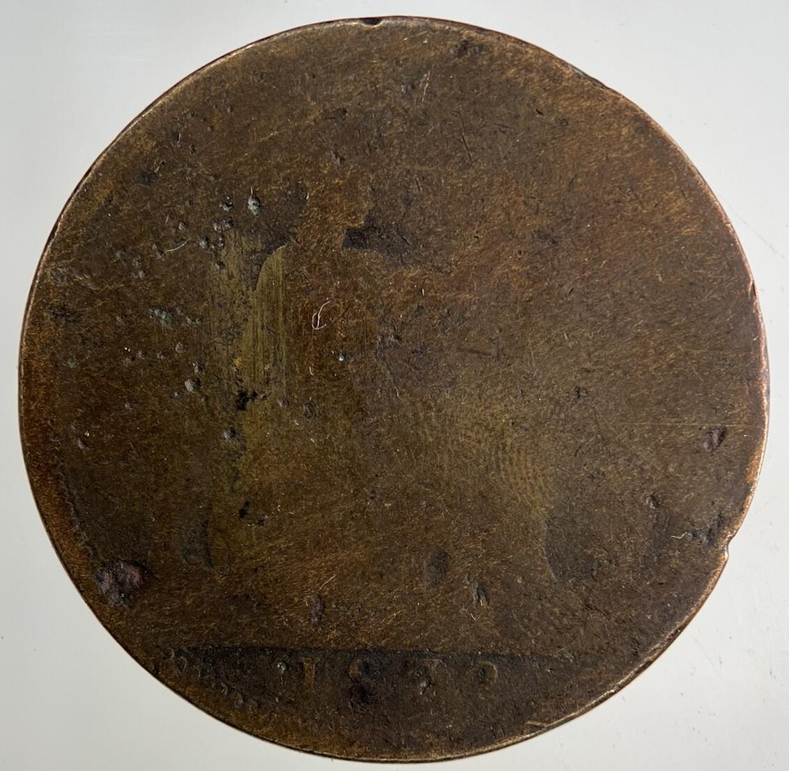 1872 Victoria One Penny Coin | Worn Grade