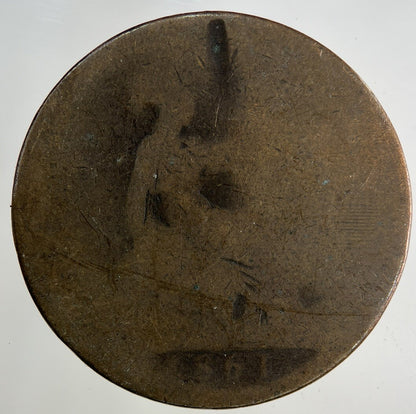 1861 Victoria One Penny Coin | Worn Grade