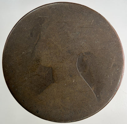 1863 Victoria One Penny Coin | Worn Grade