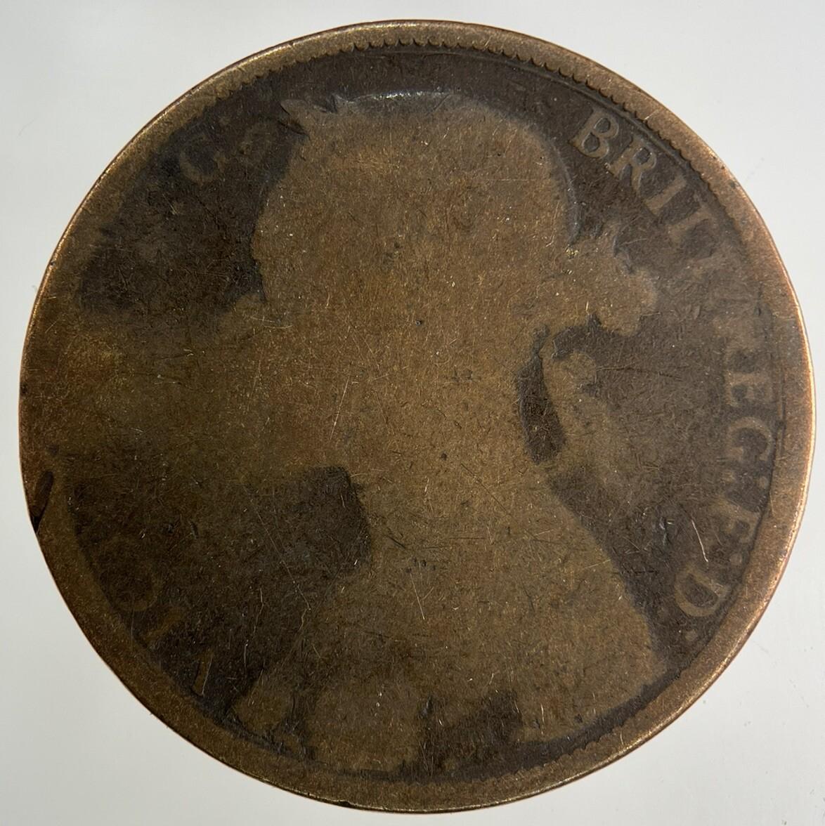 British Victoria One Penny Coin | Worn Grade