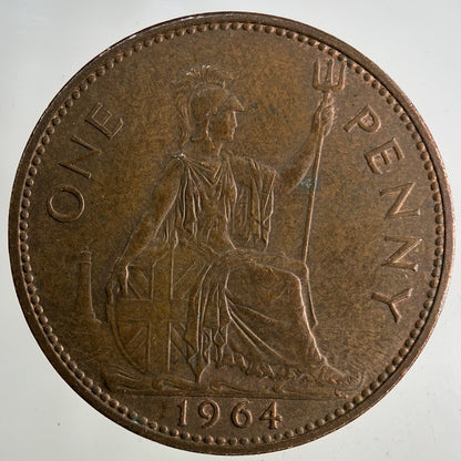 1964 Elizabeth II 2nd One Penny Coin | Fine Collectable Grade
