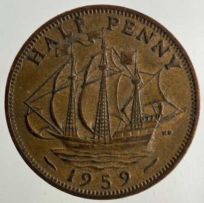 1959 Elizabeth II 2nd Half-Penny Coin | Fine Collectable Grade