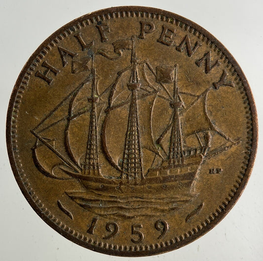1959 Elizabeth II 2nd Half-Penny Coin | Fine Collectable Grade