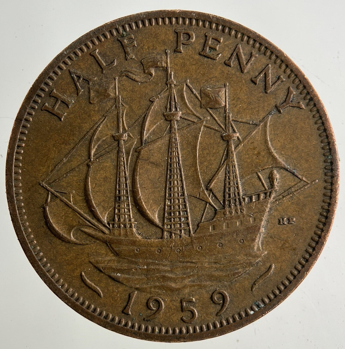 1959 Elizabeth II 2nd Half-Penny Coin | Fine Collectable Grade