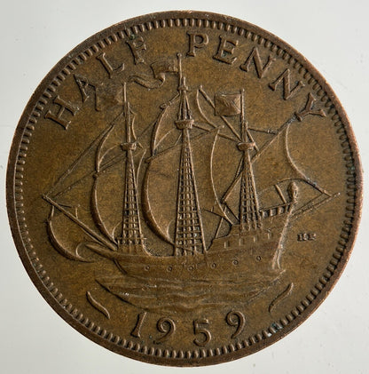 1959 Elizabeth II 2nd Half-Penny Coin | Fine Collectable Grade