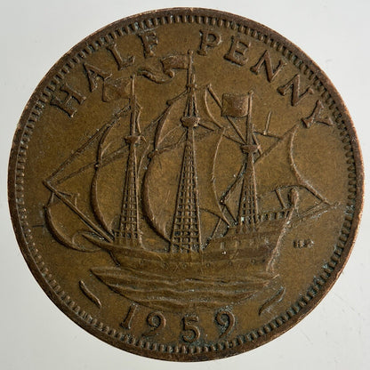 1959 Elizabeth II 2nd Half-Penny Coin | Fine Collectable Grade