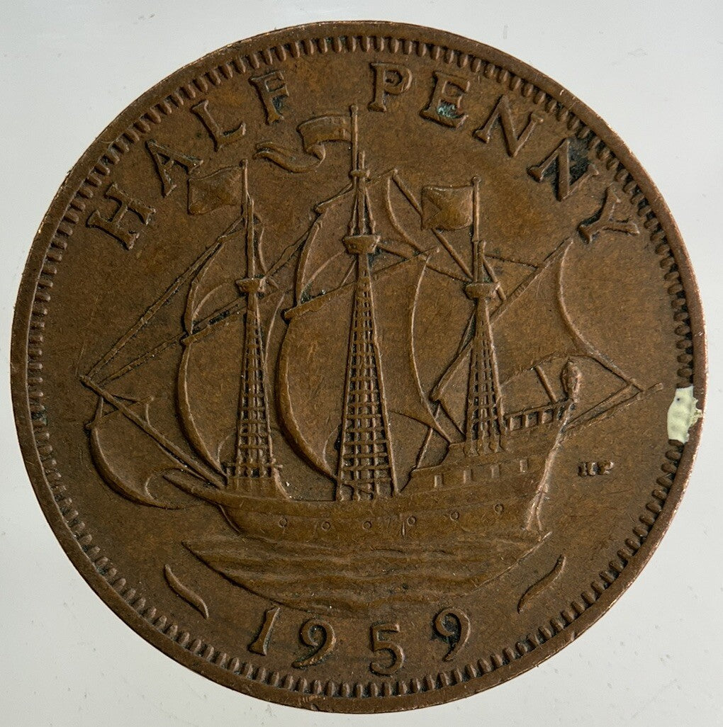 1959 Elizabeth II 2nd Half-Penny Coin | Fine Collectable Grade