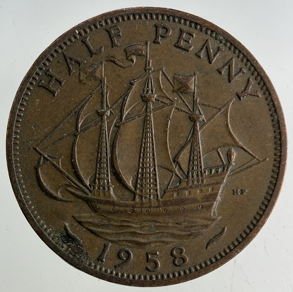 1958 Elizabeth II 2nd Half-Penny Coin | Fine Collectable Grade