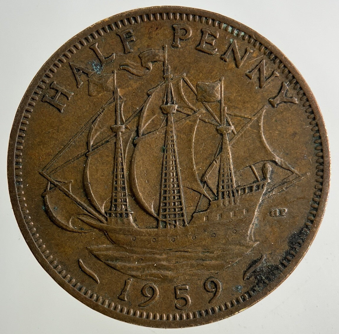 1959 Elizabeth II 2nd Half-Penny Coin | Fine Collectable Grade